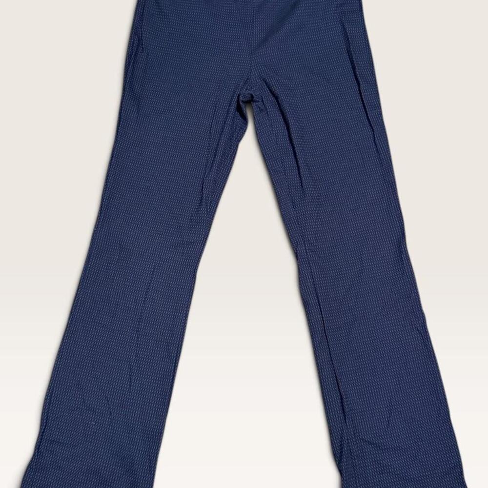 Maurices Navy Polka Dot Flare Pants L Long Tall Stretch Work